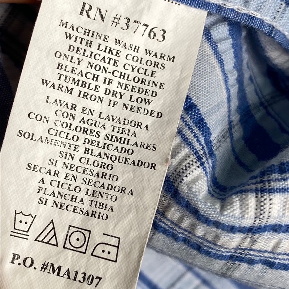 PERRY ELLIS Blue Plaid Textured Shirt Size XL - Picture 4 of 6